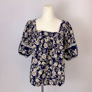 Roan & Ryan Floral Square Neck puff sleeve top